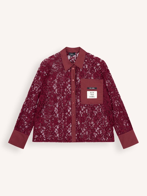 Ontdek de Viscosemix kanten blouse van Alix The Label in de kleur Bordeauxrood bij Orangebag. Op werkdagen voor 21:45 besteld, morgen in huis.