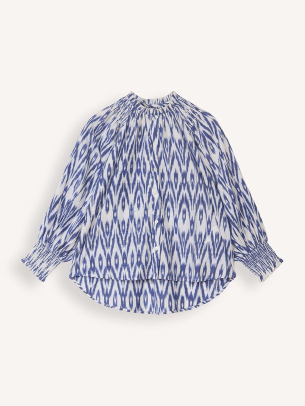 Ontdek de Cassis katoenen blouse met dessin van Bellerose in de kleur blauw bij Orangebag. Op werkdagen voor 21:45 besteld, morgen in huis.