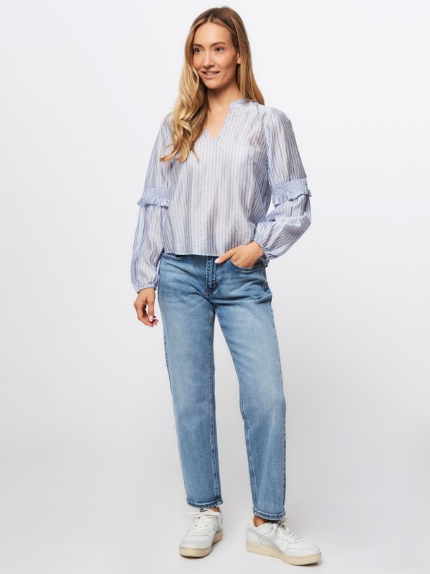 Ontdek de Sami tencellmix gestreepte top van Co'Couture in de kleur lichtblauw bij Orangebag. Op werkdagen voor 21:45 besteld, morgen in huis.