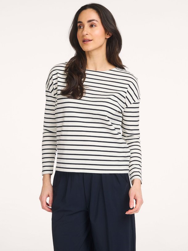 Ontdek de Katoenen gestreepte longsleeve van No Man's Land in de kleur Donkerblauw bij Orangebag. Op werkdagen voor 21:45 besteld, morgen in huis.