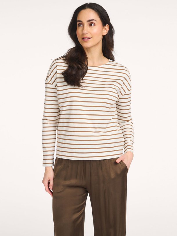 Ontdek de Katoenen gestreepte longsleeve van No Man's Land in de kleur Bruin bij Orangebag. Op werkdagen voor 21:45 besteld, morgen in huis.