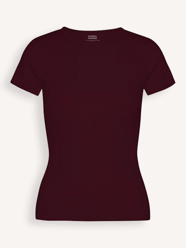 Ontdek de Organic cottonmix rib T-shirt van Colorful Standard in de kleur Bordeauxrood bij Orangebag. Op werkdagen voor 21:45 besteld, morgen in huis.