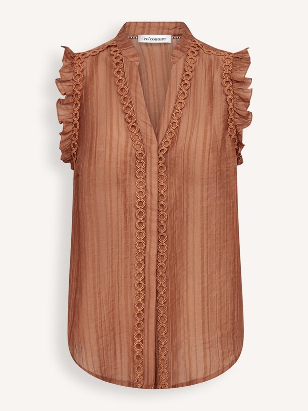 Ontdek de Reggie viscosemix blouse van Co'Couture in de kleur Bruin bij Orangebag. Op werkdagen voor 21:45 besteld, morgen in huis.