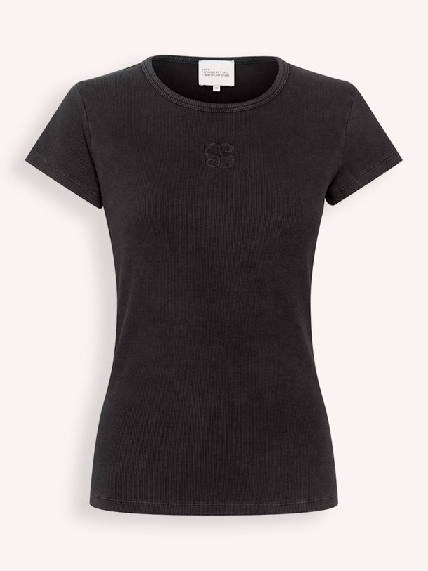 Ontdek de Mandy katoenmix logo rib T-shirt van My Essential Wardrobe in de kleur zwart bij Orangebag. Op werkdagen voor 21:45 besteld, morgen in huis.