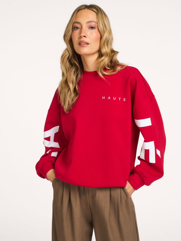 Ontdek de Katoenmix logo sweater van Haute L'Amitié in de kleur Rood bij Orangebag. Op werkdagen voor 21:45 besteld, morgen in huis.