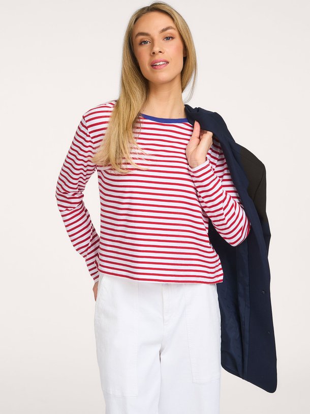 Ontdek de Terrance katoenen gestreepte longsleeve van Xirena in de kleur Rood bij Orangebag. Op werkdagen voor 21:45 besteld, morgen in huis.