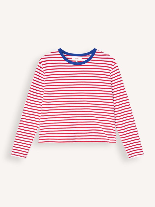 Ontdek de Terrance katoenen gestreepte longsleeve van Xirena in de kleur Rood bij Orangebag. Op werkdagen voor 21:45 besteld, morgen in huis.