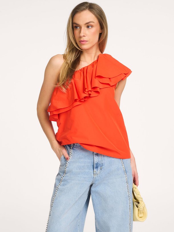 Ontdek de Jillian geweven one shoulder top van Essentiel Antwerp in de kleur Oranje bij Orangebag. Op werkdagen voor 21:45 besteld, morgen in huis.