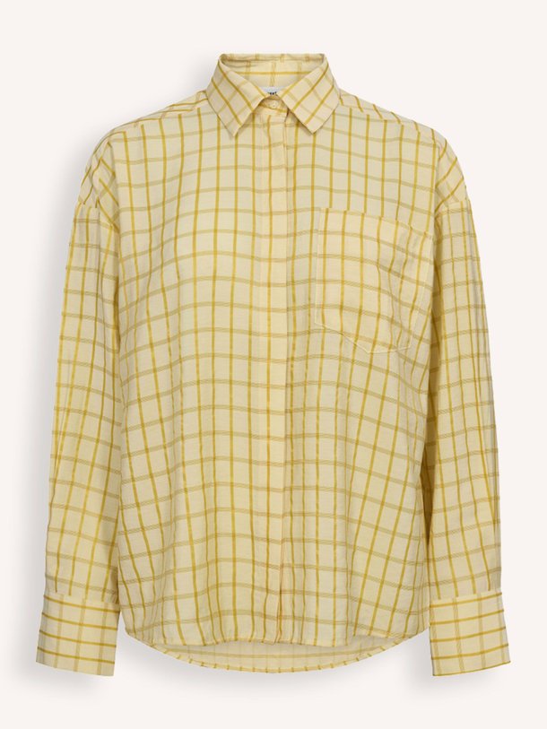 Ontdek de Mango viscosemix blouse met geruit dessin van Co'Couture in de kleur geel bij Orangebag. Op werkdagen voor 21:45 besteld, morgen in huis.