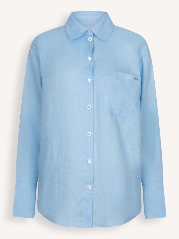 Ontdek de Elaine linnen blouse van The Lola Club in de kleur Lichtblauw bij Orangebag. Op werkdagen voor 21:45 besteld, morgen in huis.