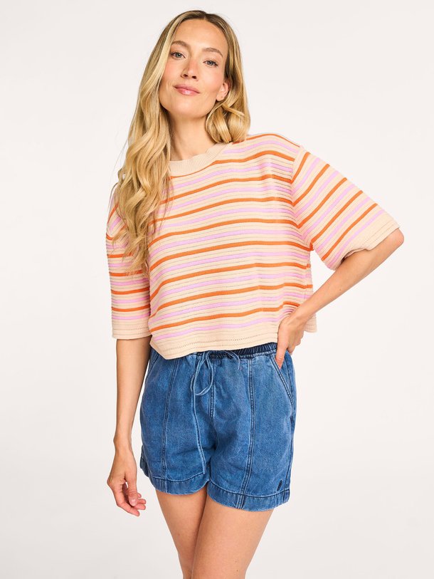 Ontdek de Anicia katoenen top met gestreept dessin van Frnch in de kleur oranje bij Orangebag. Op werkdagen voor 21:45 besteld, morgen in huis.