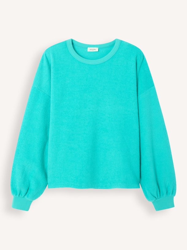 Ontdek de Bobypark organic cotton badstof sweater van American Vintage in de kleur Turquoise bij Orangebag. Op werkdagen voor 21:45 besteld, morgen in huis.
