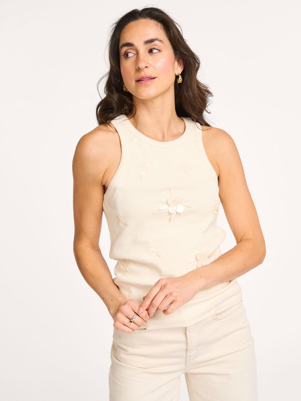 Ontdek de X Quinty Katoenmix tanktop van Summum in de kleur off-white bij Orangebag. Op werkdagen voor 21:45 besteld, morgen in huis.