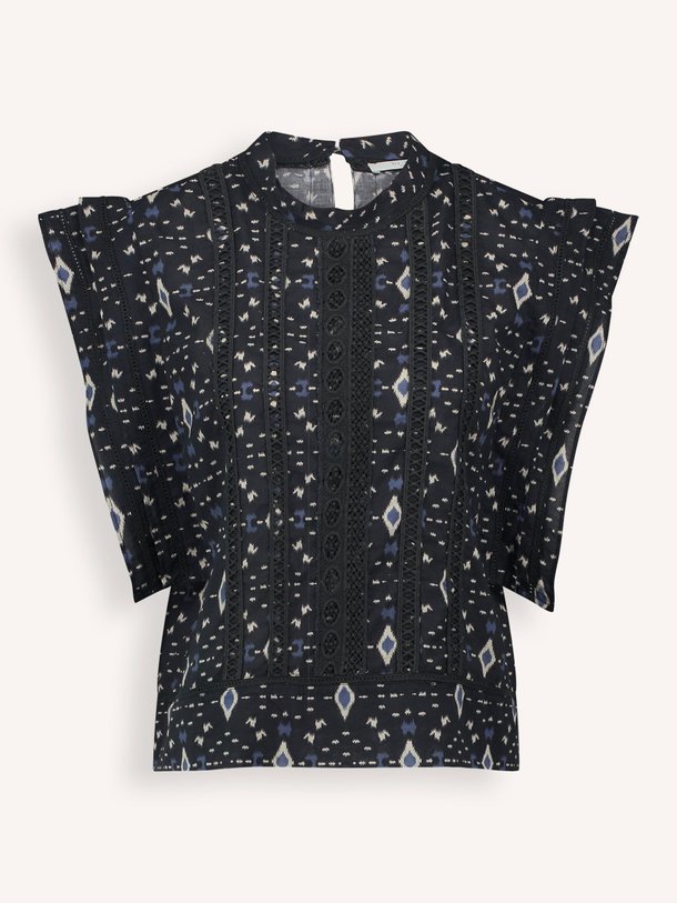 Ontdek de Xena katoenen top met dessin van By-Bar in de kleur donkerblauw bij Orangebag. Op werkdagen voor 21:45 besteld, morgen in huis.