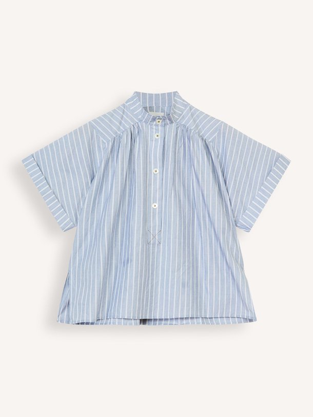 Ontdek de Pear katoenen top met gestreept dessin van Bellerose in de kleur grijsblauw bij Orangebag. Op werkdagen voor 21:45 besteld, morgen in huis.
