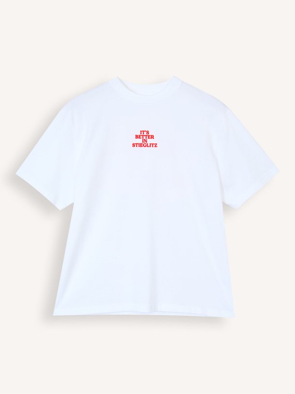 Ontdek de Branca katoenen T-shirt met print van Stieglitz in de kleur Wit bij Orangebag. Op werkdagen voor 21:45 besteld, morgen in huis.