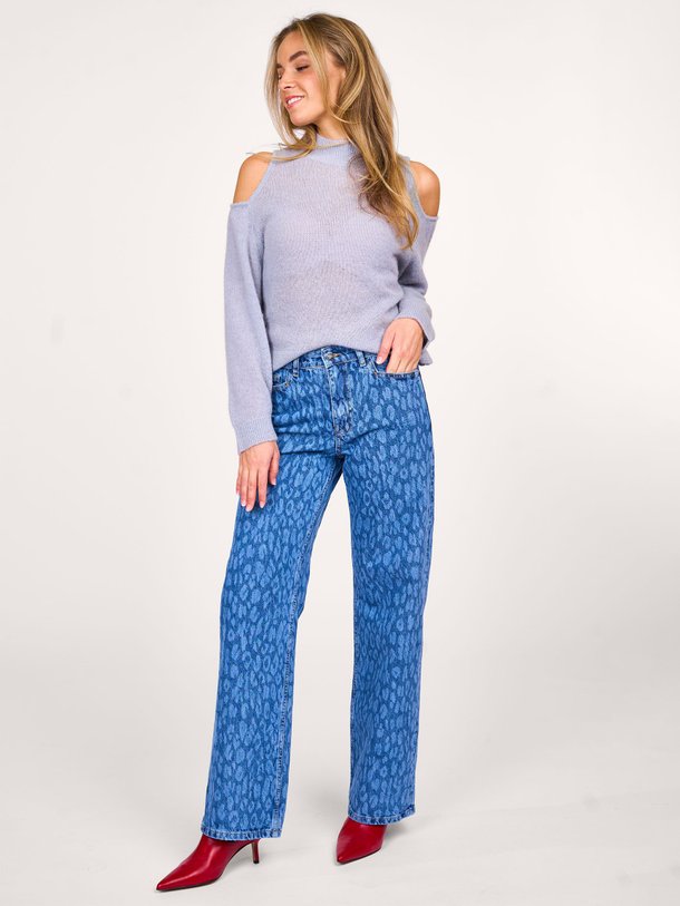 Ontdek de Nuit high waist loose fit jeans met print van Dante 6 in de kleur blauw bij Orangebag. Op werkdagen voor 21:45 besteld, morgen in huis.