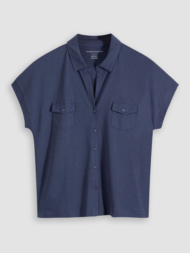 Majestic Filatures M296 Katoenmix Slub Blouse - Donkerblauw Ontdek de M296 Katoenmix slub blouse van Majestic Filatures in de kleur donkerblauw bij Orangebag. Op werkdagen voor 21:45 besteld, morgen in huis.