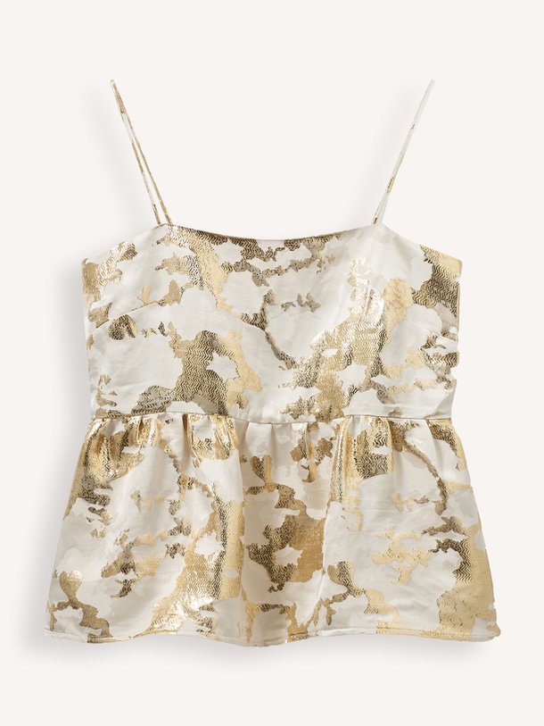 Ontdek de Lova geweven top met metallic dessin van Sofie Schnoor in de kleur ecru bij Orangebag. Op werkdagen voor 21:45 besteld, morgen in huis.
