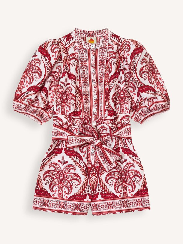 Ontdek de Tropical cameo katoenen jumpsuit met dessin van Farm Rio in de kleur donkerrood bij Orangebag. Op werkdagen voor 21:45 besteld, morgen in huis.