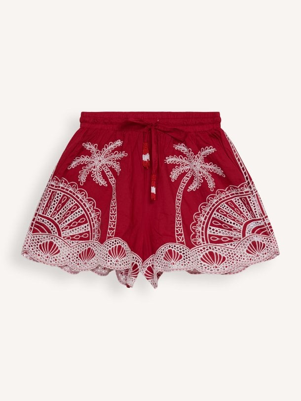 Ontdek de Katoenen short met borduursel van Farm Rio in de kleur rood bij Orangebag. Op werkdagen voor 21:45 besteld, morgen in huis.