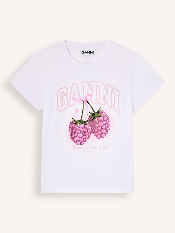 Ontdek de Organic cotton T-shirt van Ganni in de kleur Off-white bij Orangebag. Op werkdagen voor 21:45 besteld, morgen in huis.