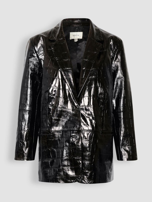 Ontdek de Anafee laklederen croco blazer van Gestuz in de kleur zwart bij Orangebag. Op werkdagen voor 21:45 besteld, morgen in huis.