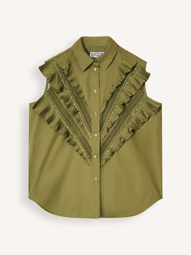 Ontdek de Jeandarlene, katoenen blouse van Essentiel Antwerp bij Orangebag. Op werkdagen voor 21:45 besteld, morgen in huis.