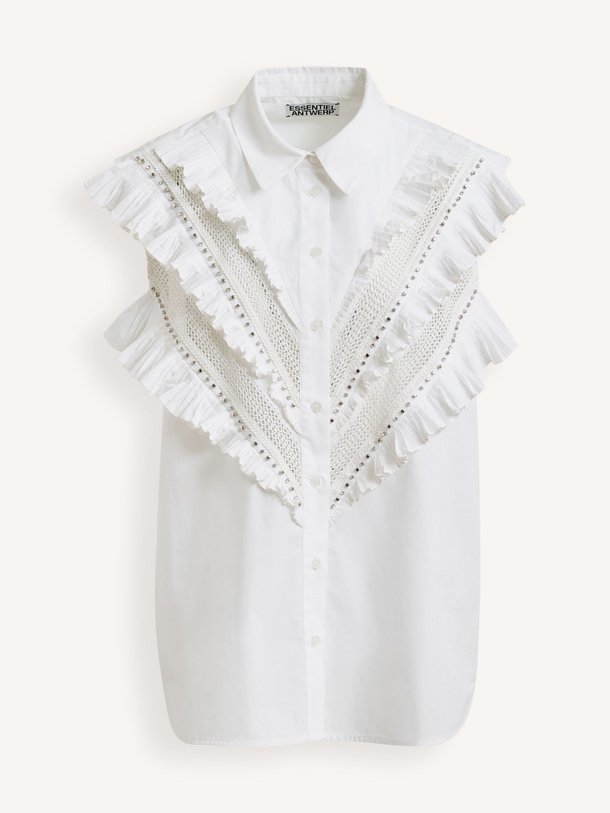 Ontdek de Jeandarlene katoenen blouse van Essentiel Antwerp in de kleur Wit bij Orangebag. Op werkdagen voor 21:45 besteld, morgen in huis.