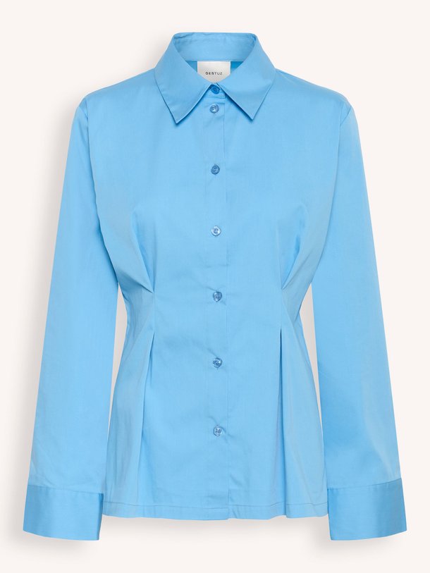 Ontdek de Opy katoenmix getailleerde blouse van Gestuz in de kleur Blauw bij Orangebag. Op werkdagen voor 21:45 besteld, morgen in huis.