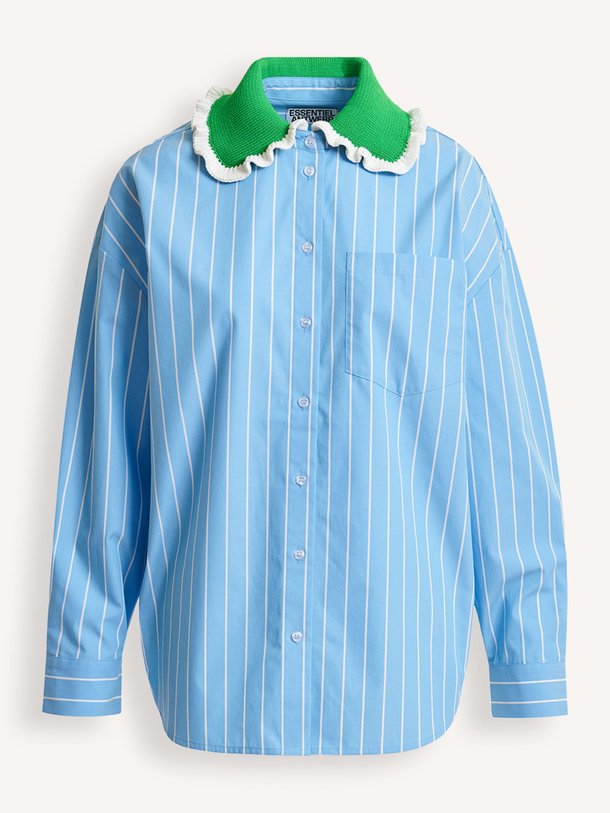 Ontdek de Joyful katoenmix gestreepte blouse van Essentiel Antwerp in de kleur Blauw bij Orangebag. Op werkdagen voor 21:45 besteld, morgen in huis.