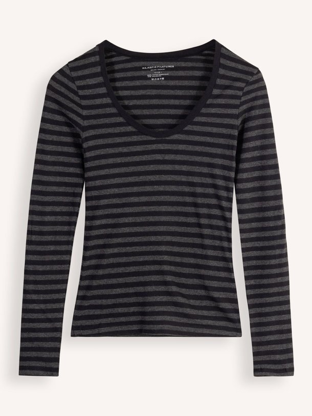 Majestic Filatures M444 Organic Cotton/Cashmere Mix Gestreepte Top - Donkerblauw Ontdek de M444 Organic cotton/cashmere mix gestreepte top van Majestic Filatures in de kleur donkerblauw bij Orangebag. Op werkdagen voor 21:45 besteld, morgen in huis.