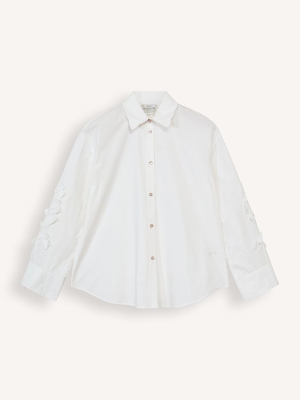 Ontdek de Katoenen blouse met bloemen applicatie van forte_forte in de kleur wit bij Orangebag. Op werkdagen voor 21:45 besteld, morgen in huis.