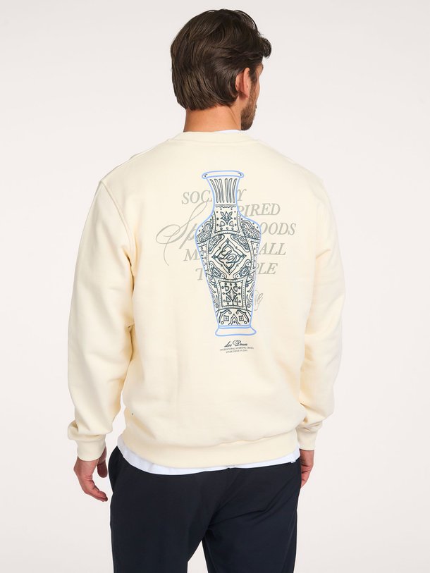 Ontdek de Ben organic cotton sweater met print van Les Deux in de kleur Crème bij Orangebag. Op werkdagen voor 21:45 besteld, morgen in huis.