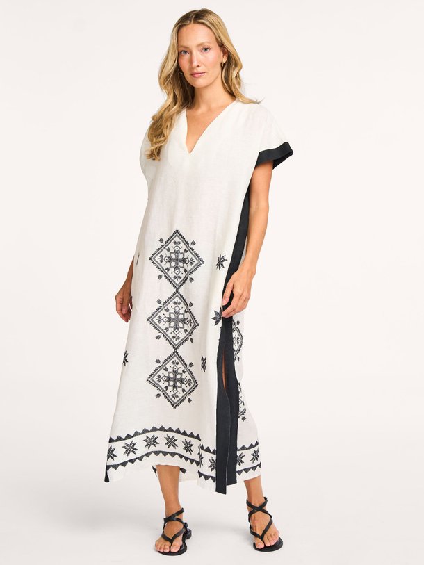Ontdek de Linnen jurk met borduursel van Greek Archaic Kori in de kleur off-white bij Orangebag. Op werkdagen voor 21:45 besteld, morgen in huis.