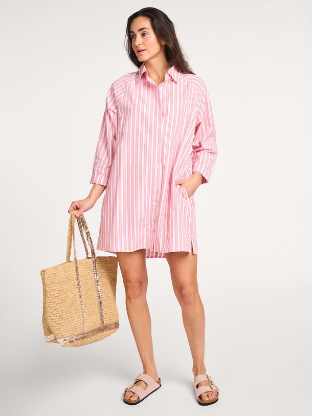 Ontdek de Flora katoenen gestreepte doorknoopjurk van Xirena in de kleur lichtroze bij Orangebag. Op werkdagen voor 21:45 besteld, morgen in huis.