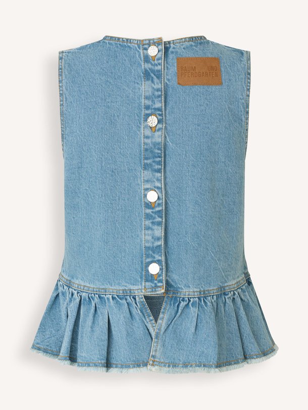 Ontdek de Madinel denim top van Baum und Pferdgarten in de kleur Blauw bij Orangebag. Op werkdagen voor 21:45 besteld, morgen in huis.