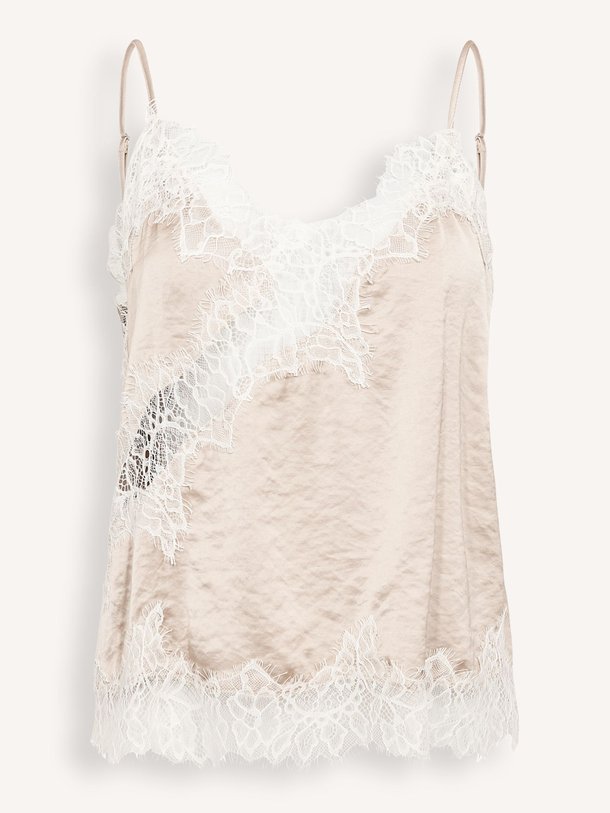 Ontdek de Idun viscosemix top met kant van Co'Couture in de kleur Ecru bij Orangebag. Op werkdagen voor 21:45 besteld, morgen in huis.