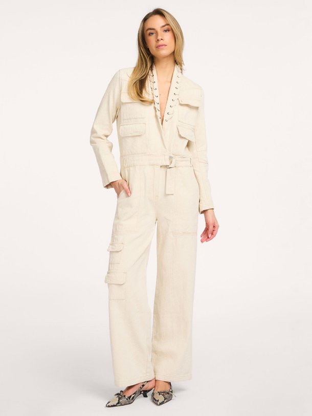 Ontdek de Pielle katoenmix jumpsuit met structuur van Haute L'Amitié in de kleur Zand bij Orangebag. Op werkdagen voor 21:45 besteld, morgen in huis.