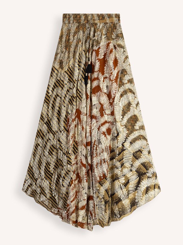 Ontdek de Ladida viscose rok met lurex van Mes Demoiselles in de kleur caramel bij Orangebag. Op werkdagen voor 21:45 besteld, morgen in huis.