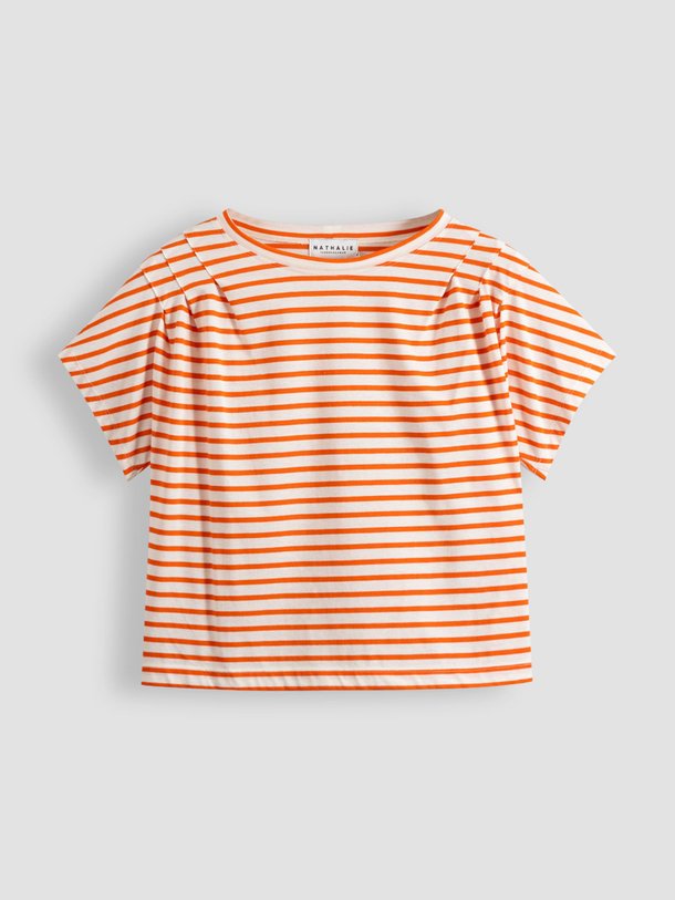 Ontdek de Zeline katoenmix gestreept T-shirt van Nathalie Vleeschouwer in de kleur oranje bij Orangebag. Op werkdagen voor 21:45 besteld, morgen in huis.