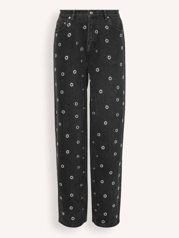 Rotate Birger Christensen Dixie - High Waist Wide Leg Jeans Met Eyelets - Donkergrijs Ontdek de Dixie high waist wide leg jeans met eyelets van Rotate Birger Christensen in de kleur donkergrijs bij Orangebag. Op werkdagen voor 21:45 besteld, morgen in huis.