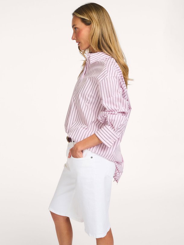 Ontdek de Vari katoenen gestreepte blouse van Second Female in de kleur Roze bij Orangebag. Op werkdagen voor 21:45 besteld, morgen in huis.