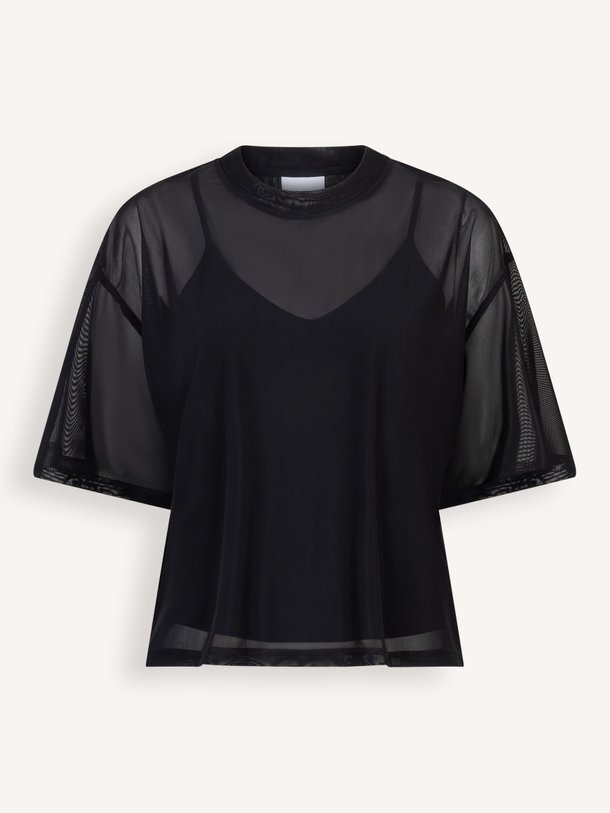 Ontdek de Tenz geweven mesh top van Dante 6 in de kleur Zwart bij Orangebag. Op werkdagen voor 21:45 besteld, morgen in huis.