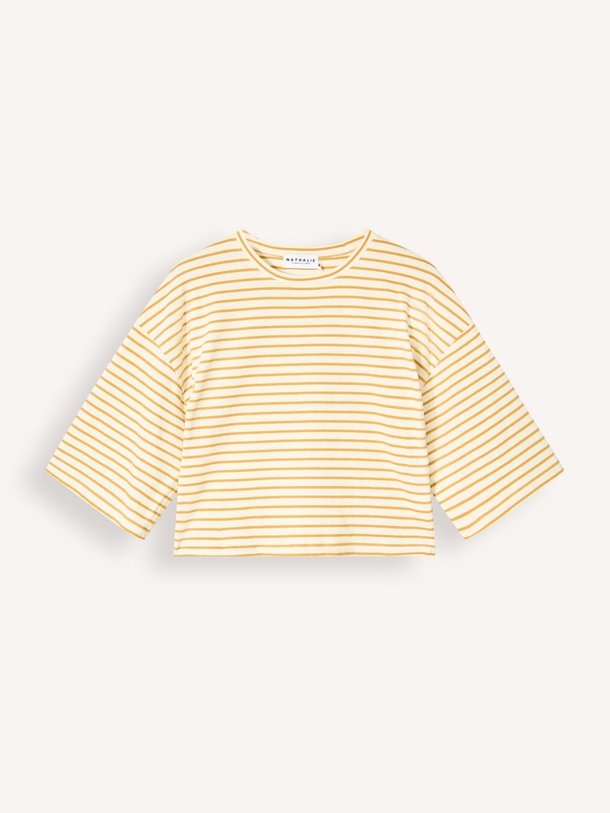 Ontdek de Dotty organic cottonmix gestreept T-shirt van Nathalie Vleeschouwer in de kleur Geel bij Orangebag. Op werkdagen voor 21:45 besteld, morgen in huis.