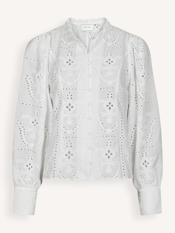 Ontdek de Gilda geweven broderie blouse van Neo Noir in de kleur Wit bij Orangebag. Op werkdagen voor 21:45 besteld, morgen in huis.