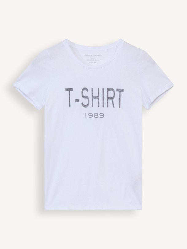 Ontdek de M250 Katoenen T-shirt met print van Majestic Filatures in de kleur wit bij Orangebag. Op werkdagen voor 21:45 besteld, morgen in huis.
