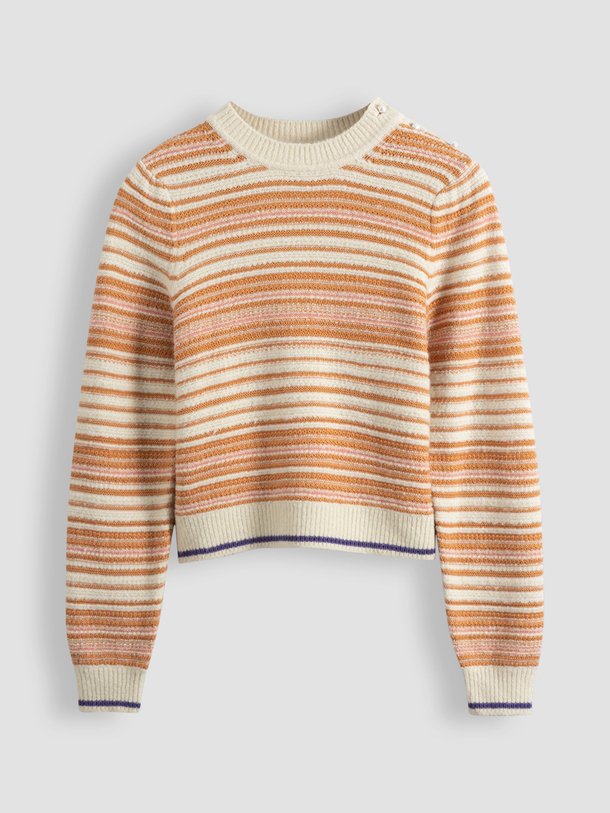 Ontdek de Nagaina wolmix gestreepte trui van Sessun in de kleur oranje bij Orangebag. Op werkdagen voor 21:45 besteld, morgen in huis.