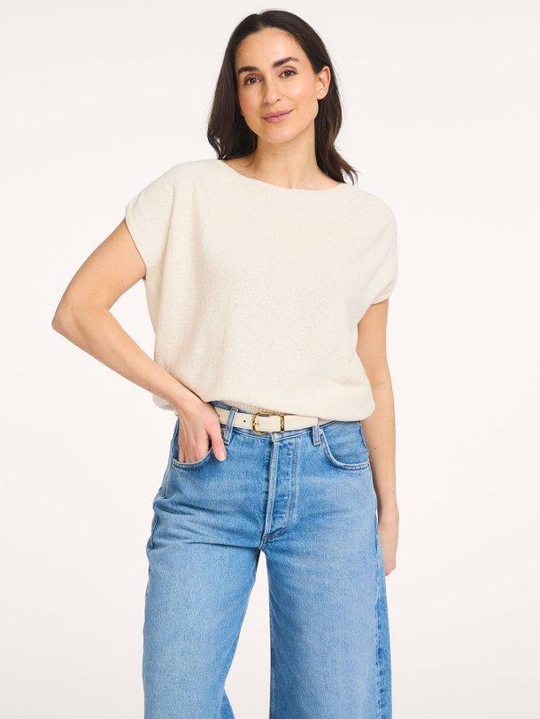 Ontdek de Katoenmix top van No Man's Land in de kleur Crème bij Orangebag. Op werkdagen voor 21:45 besteld, morgen in huis.