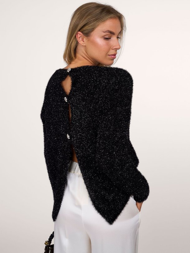 Ontdek de Gebreide trui met lurex en structuur van Semicouture in de kleur zwart bij Orangebag. Op werkdagen voor 21:45 besteld, morgen in huis.